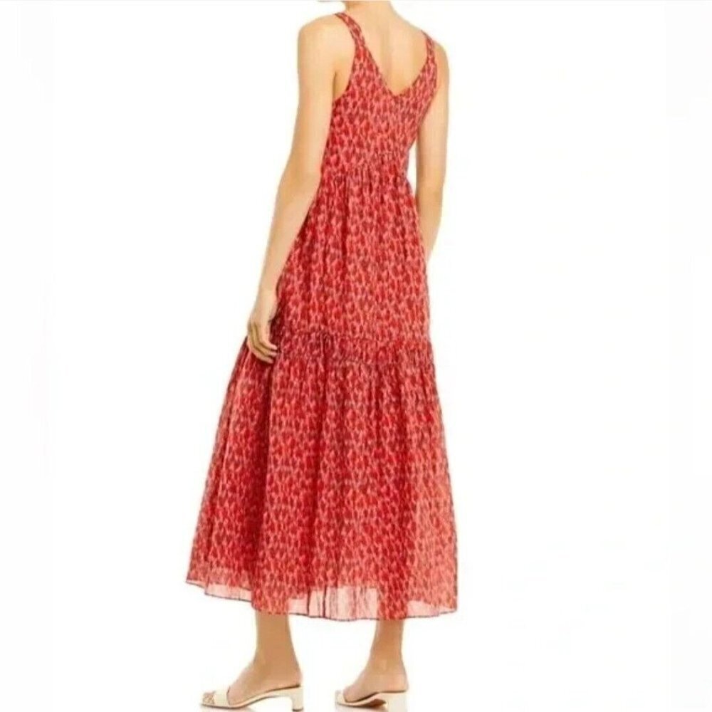 NWT Joie Women's Maxi Dress XL Red Animal Print Orange Pink Midi Tea Ros… - Picture 2 of 15